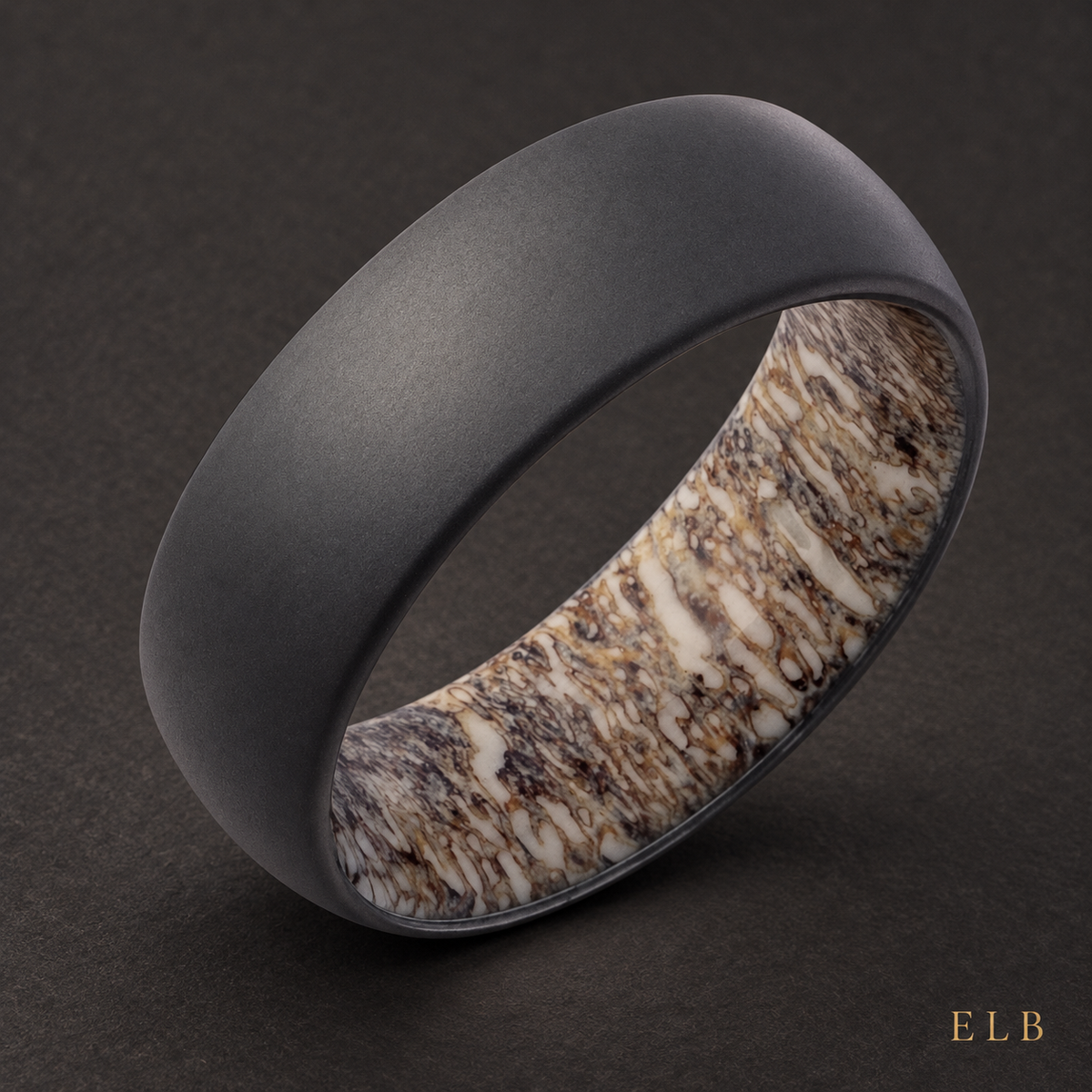 ELB Zirconium Elk Antler Sleeve Wedding Band — 8 mm — ELB editorial styling
