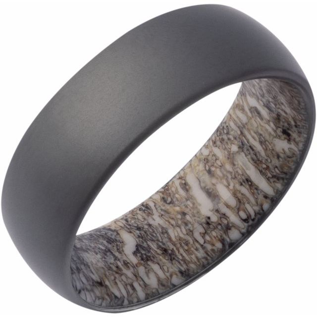 ELB Zirconium Elk Antler Sleeve Wedding Band — 8 mm