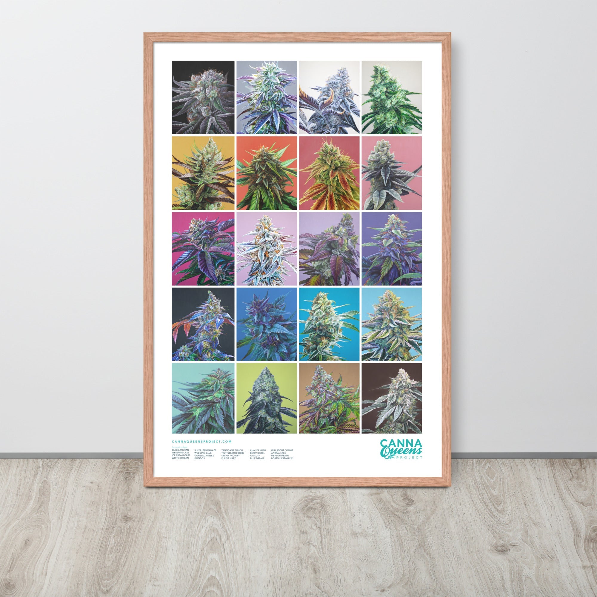 FRAMED 20 Strains Cannabis Poster