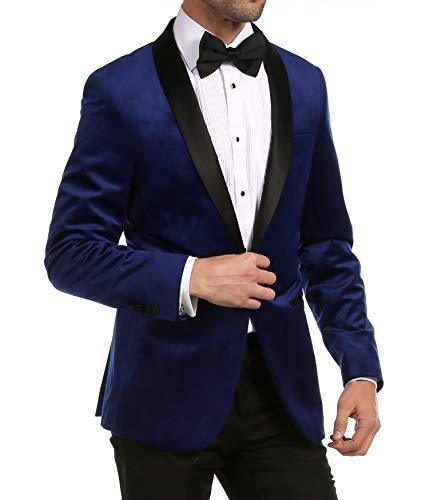 Ferrecci Men's Indigo Velvet Tuxedo Jacket – Slim Fit Shawl Lapel Dinner Jacket