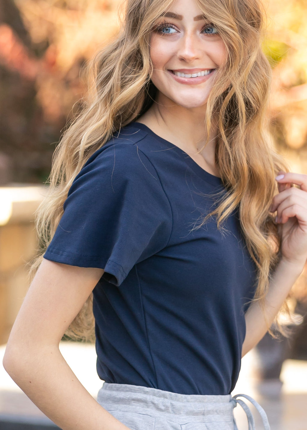 Essential Navy Flutter Sleeve Top