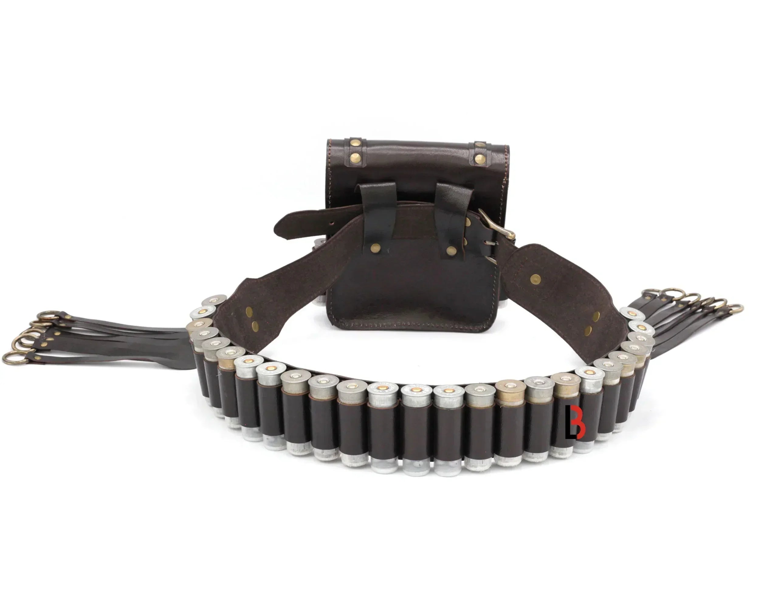 Cowhide Leather Cartridge Belt Bird Hanger & Hunting Pouch | 12 Gauge Shotgun Shell Belt