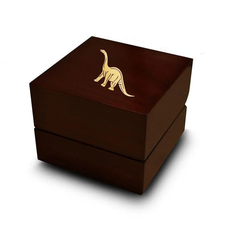 Apatosaurus Dinosaur Engraved Chocolate Dark Wood Personalized Wooden Wedding Ring Box
