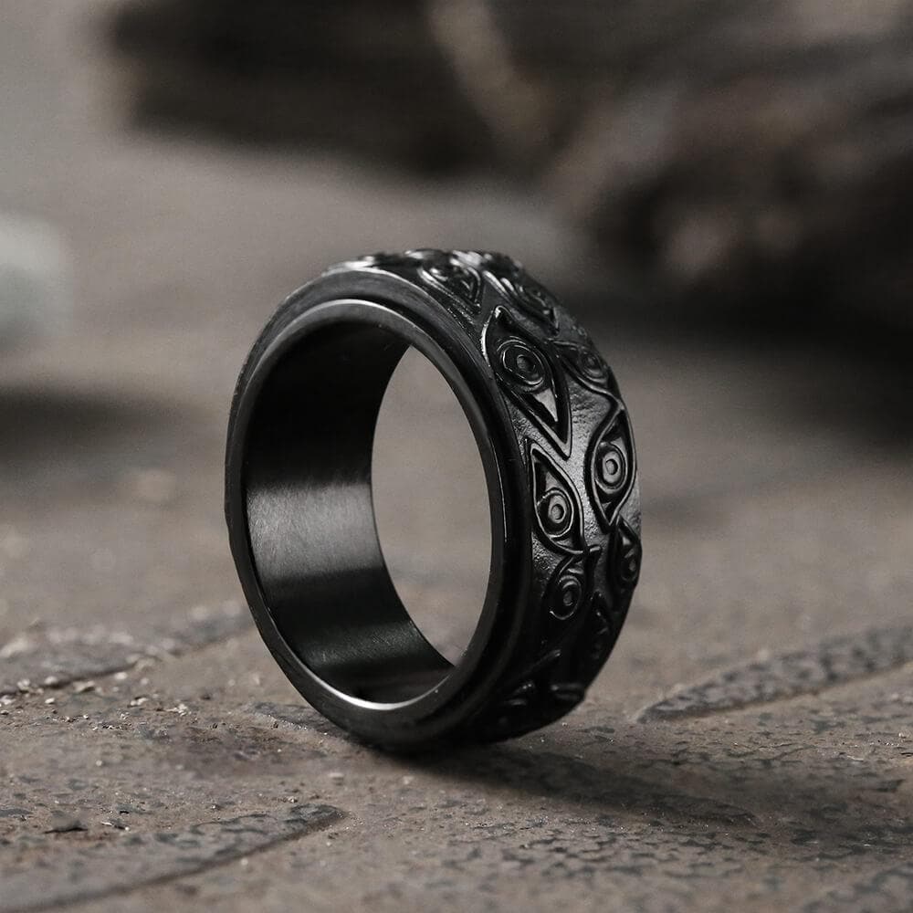 Evil Eye Stainless Steel Spinner Ring