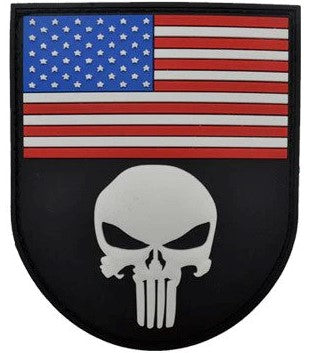 Skull With American Flag - PVC Patch