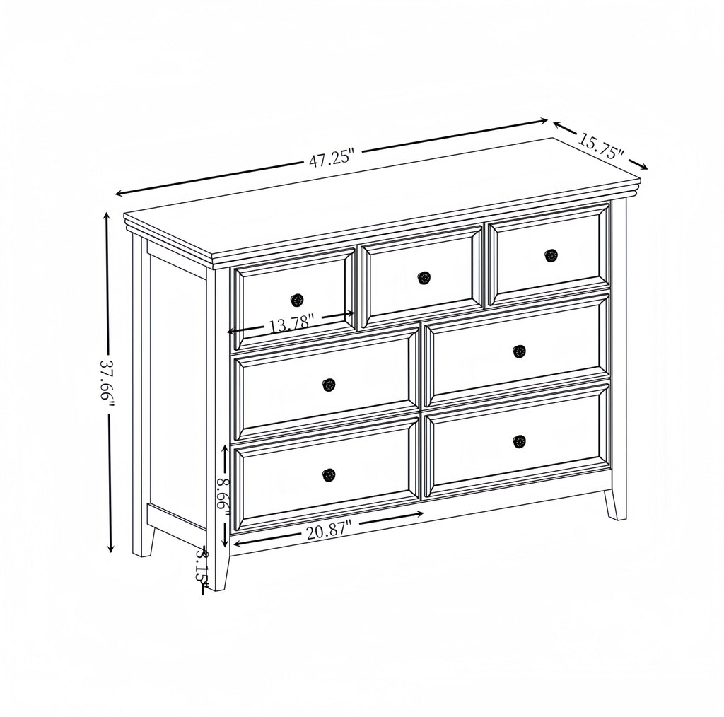 Modern 7 Drawers Dresser 7 Drawers Cabinet,Chest of Drawers Closet Organizers and Storage Clothes Storage Drawers Cabinet for Living Room, Farmhouse Dresser Organizer BEIGE