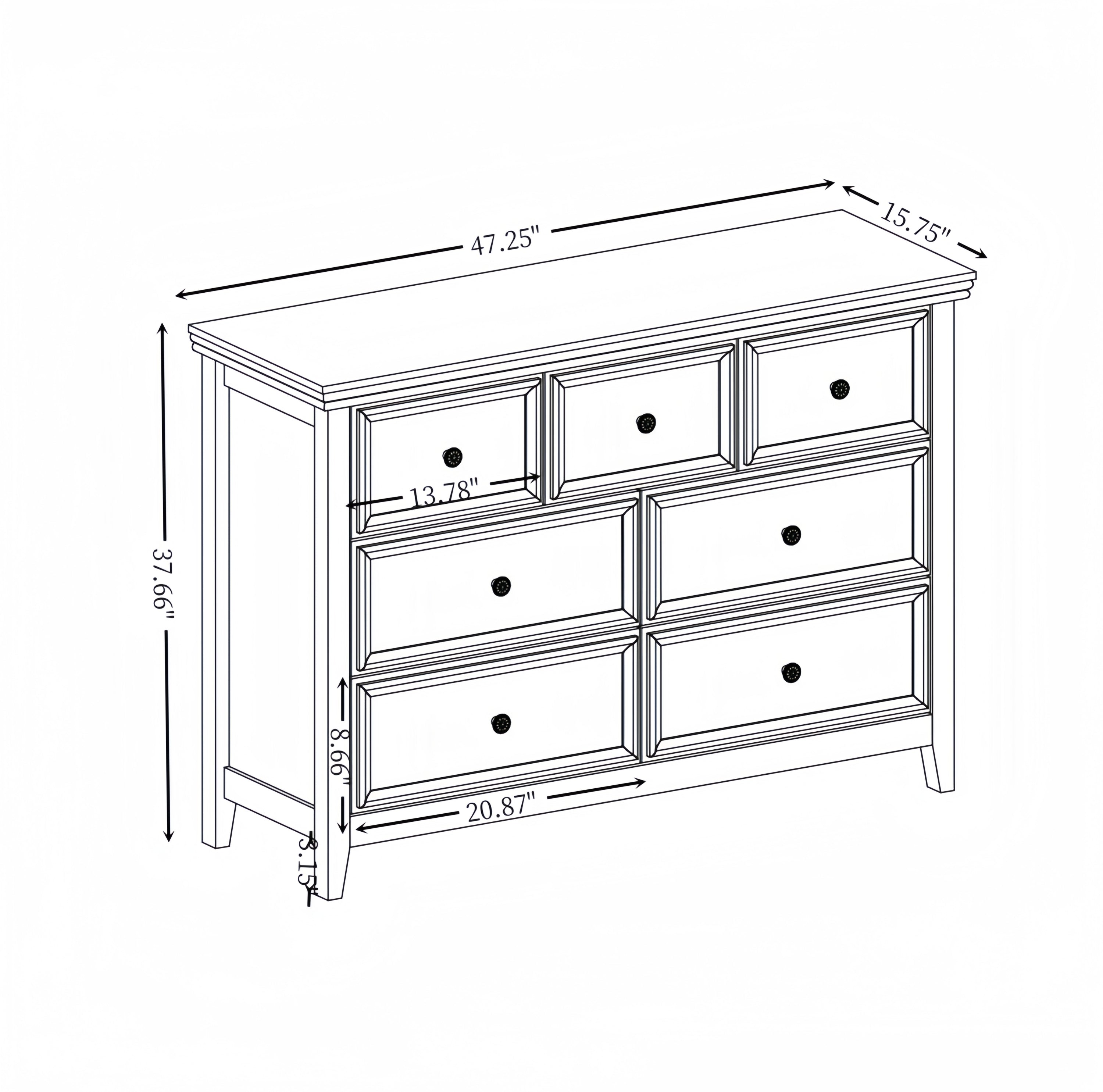Modern 7 Drawers Dresser 7 Drawers Cabinet,Chest of Drawers Closet Organizers and Storage Clothes Storage Drawers Cabinet for Living Room, Farmhouse Dresser Organizer BEIGE