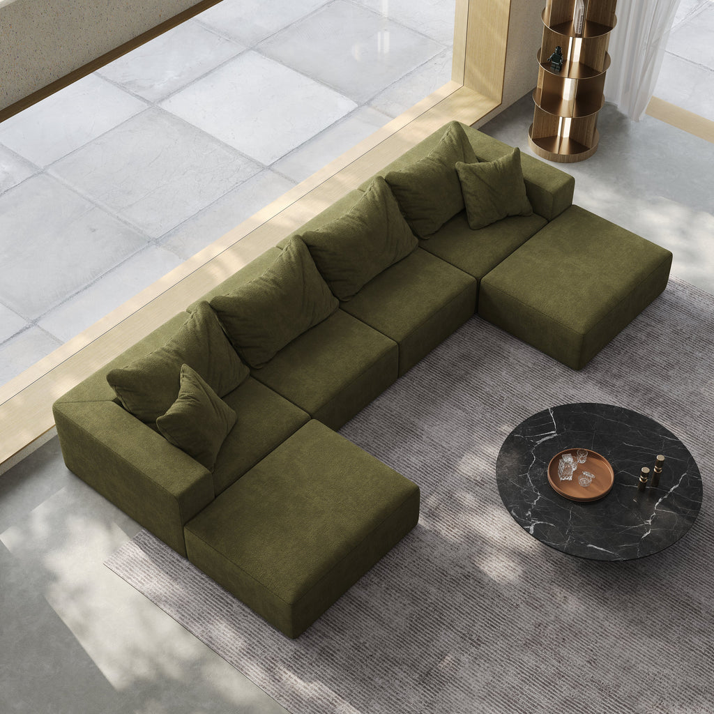 Oversized sponge cloud sofa,Modern Upholstered Sectional Sofa Couch Set,Modular 162' L Shaped Sectional Living Room Sofa Set With 6 Pillows,Free Combination Sofa Couch for Living Room,BedroomWF055