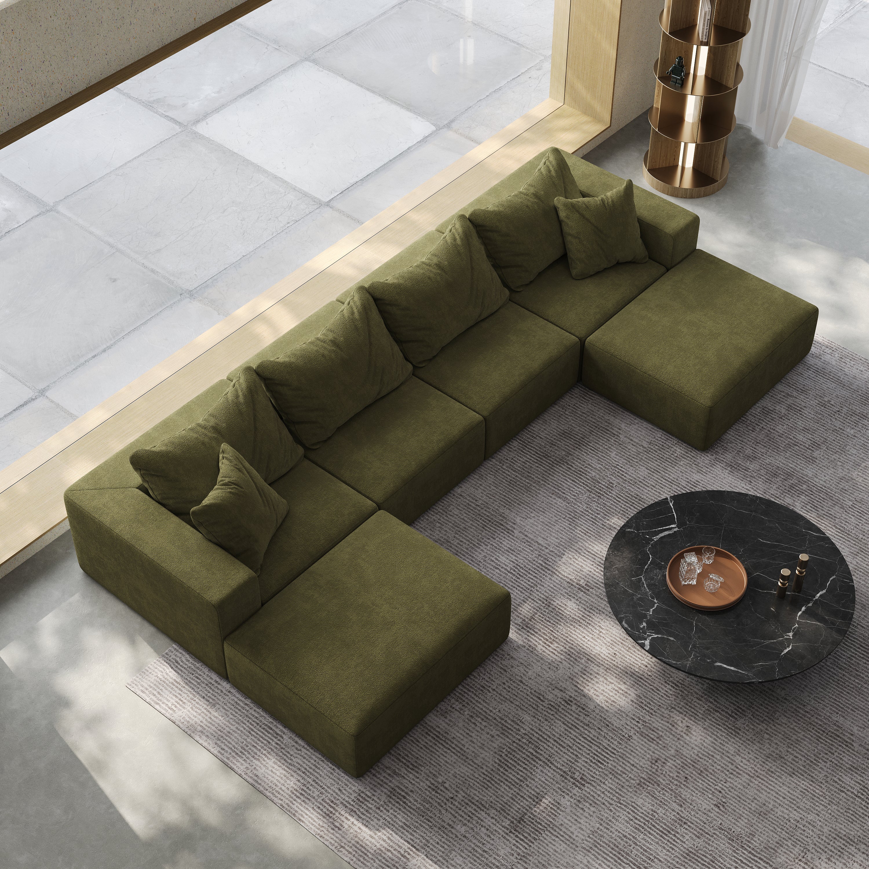 Oversized sponge cloud sofa,Modern Upholstered Sectional Sofa Couch Set,Modular 162' L Shaped Sectional Living Room Sofa Set With 6 Pillows,Free Combination Sofa Couch for Living Room,BedroomWF055
