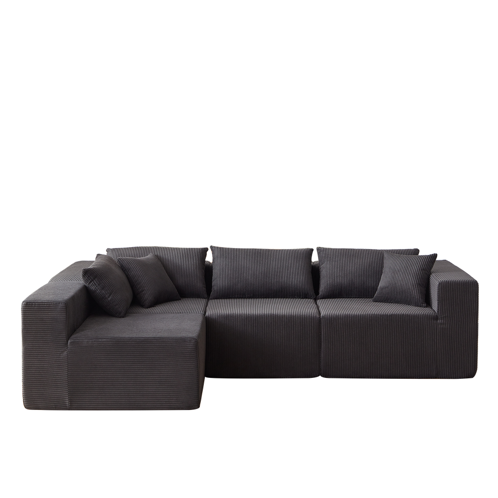 104-Inch Corduroy  Modular L Shaped Sectional Sofa,Luxury Floor Couch Set,Upholstered Indoor Furniture,Foam-Filled Compressed Sofa for Living Room,Bedroom,4 PC Free Combination