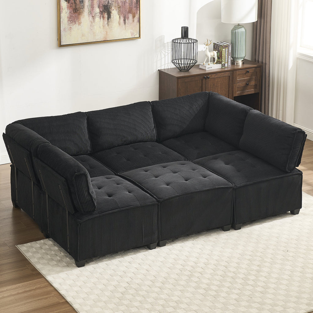 UNITED WE WIN Modular Sectional Sofa U Shaped Modular Couch with Reversible Chaise Modular Sofa Sectional Couch,6- Seat Convertible Sofa,Fit for Living Room