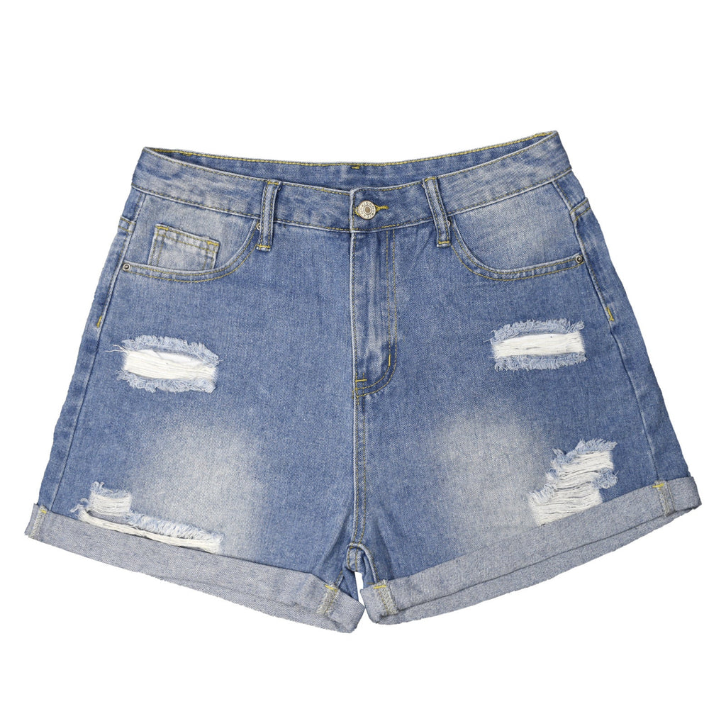 Beach Babe Light Blue Denim Shorts with Dual Pockets Design