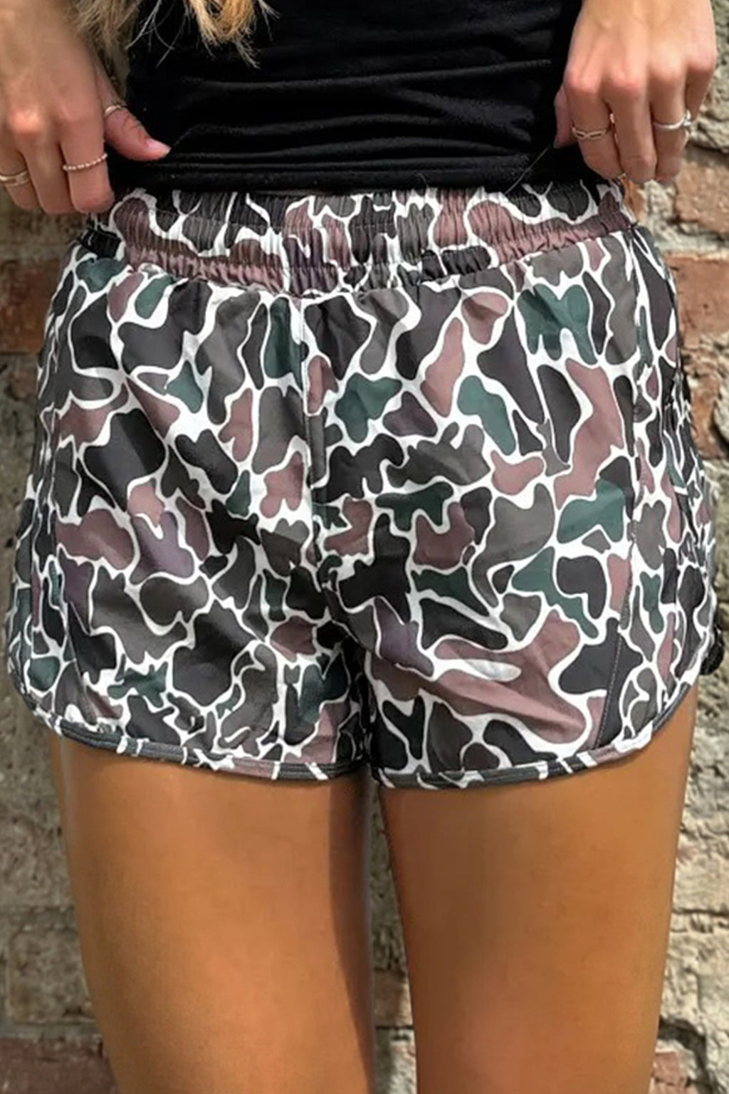 Camo High Waist Lined Athletic Shorts