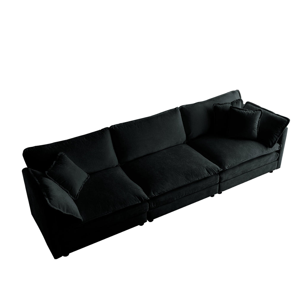 3 Piece Sofa Set Oversized Sofa Comfy Sofa Couch, 2 Pieces of 2 Seater and 1 Piece of 3 Seater Sofa  for Living Room, Deep Seat Sofa Black Chenille