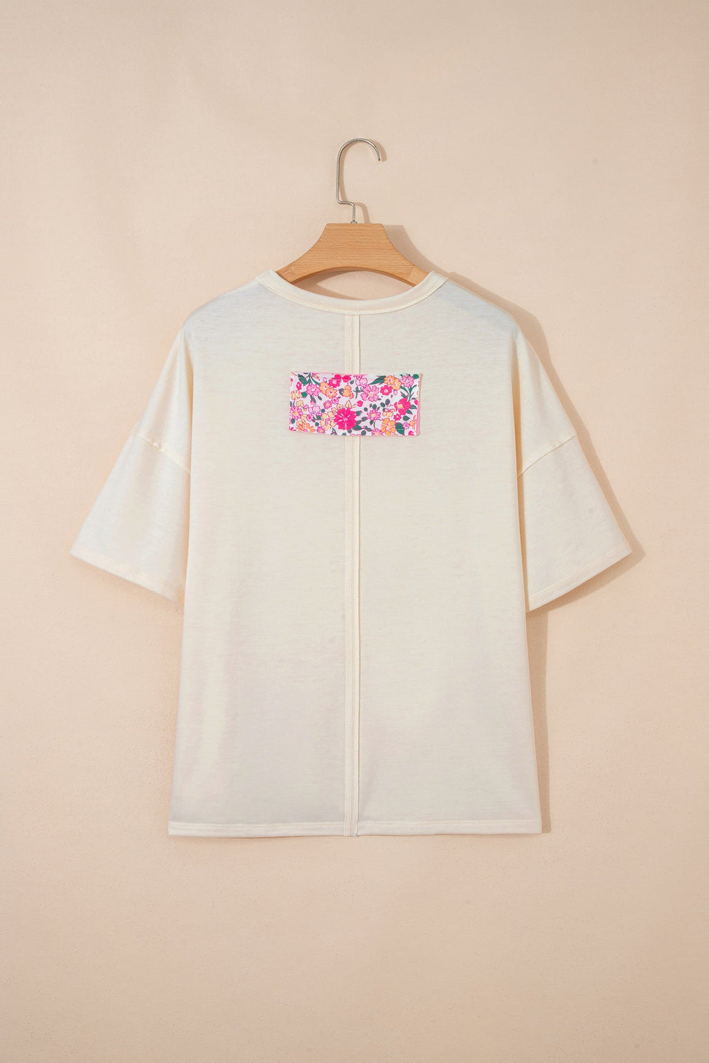 Floral Patchwork Raw Seam Oversize Tee