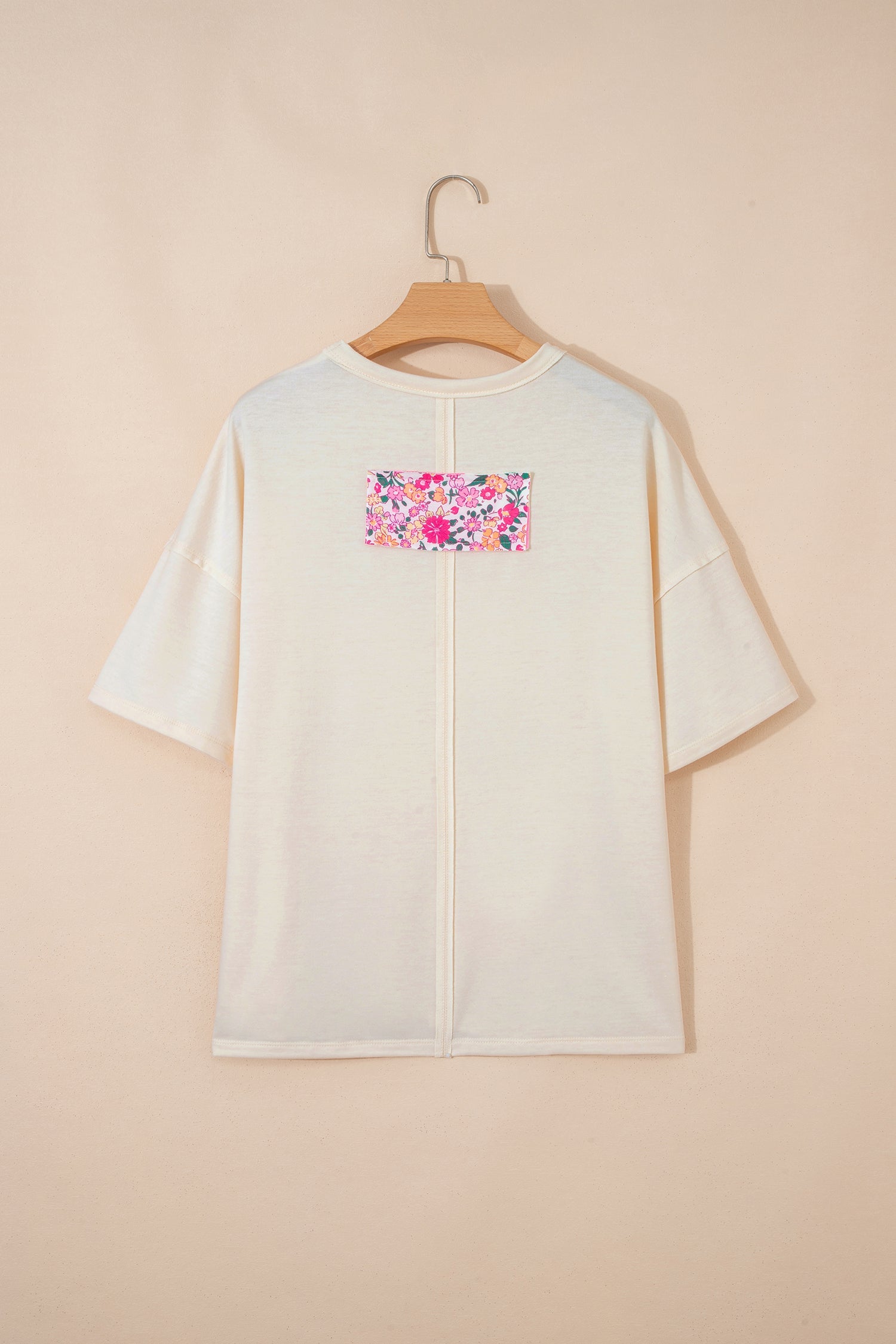 Floral Patchwork Raw Seam Oversize Tee