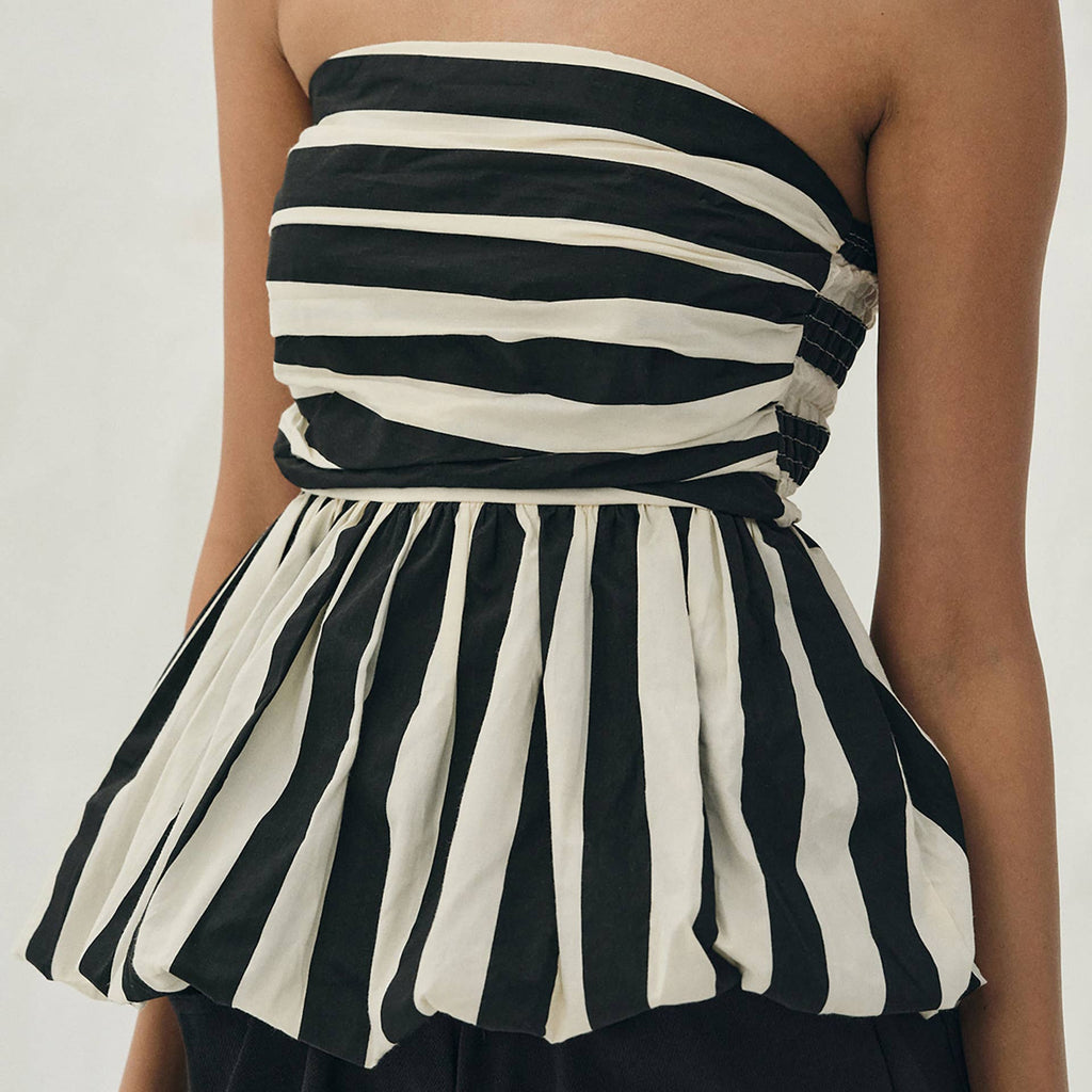 Black & White Striped Bubble Tube Top