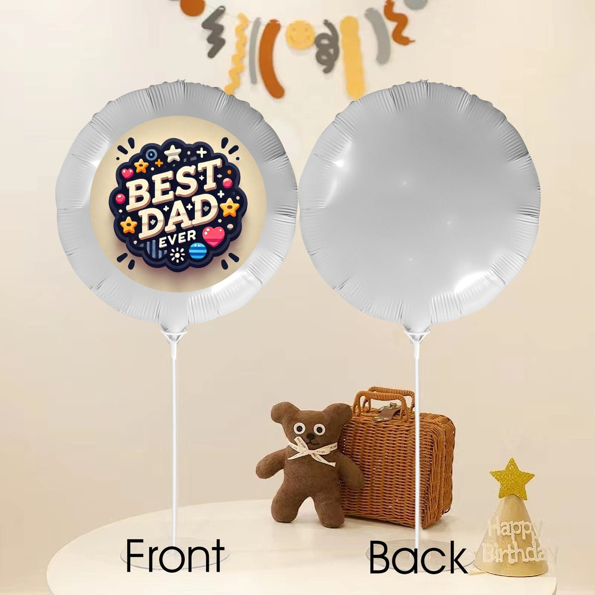 Best Dad Ever Circle 18-inch Custom Aluminum Foil Balloons - Pack of 5 (Made in USA)