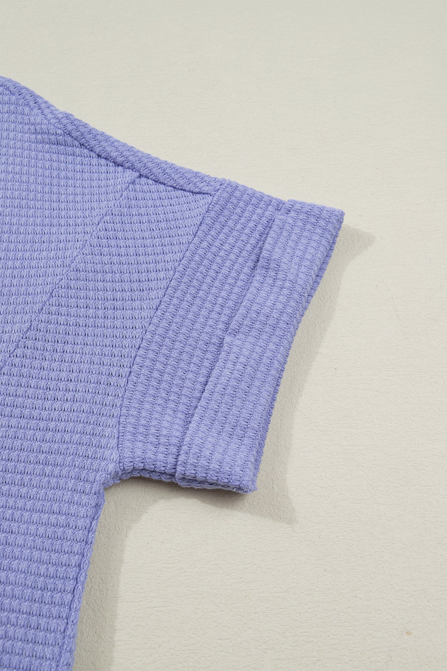 Waffle V-Neck Short Sleeve Knit Top