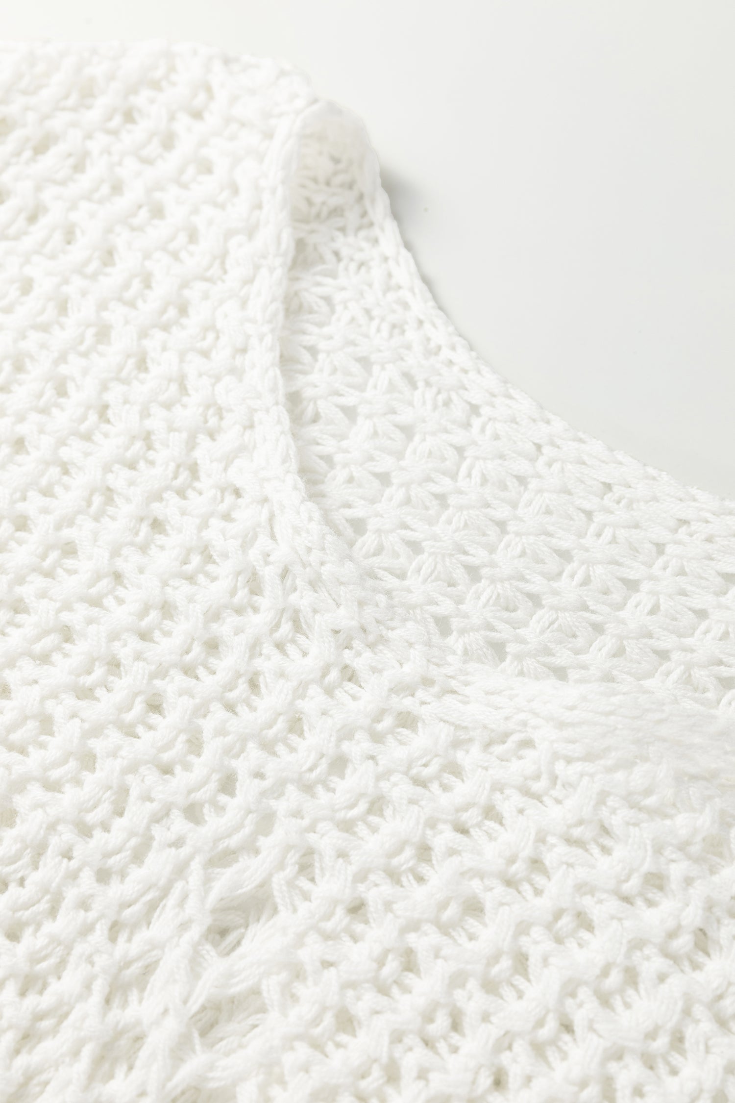 Hollowed Knit Wide Sleeve Pullover Sweater