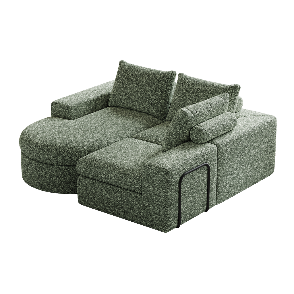 99-Inch Chenille Cloud Curved Sectional Sofa with Chaise, L-Shaped Modern Boneless Couch with Deep Seats, Chenille Sectional Sofa for Living Room and Bedroom, No Assembly Required