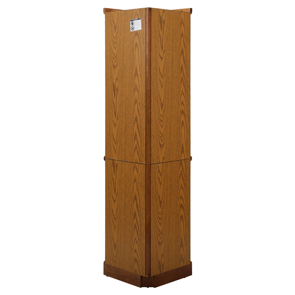 6 Shelf Lighted Corner Curio Cabinet with Adjustable Tempered Glass Shelves and Mirror Back, Oak