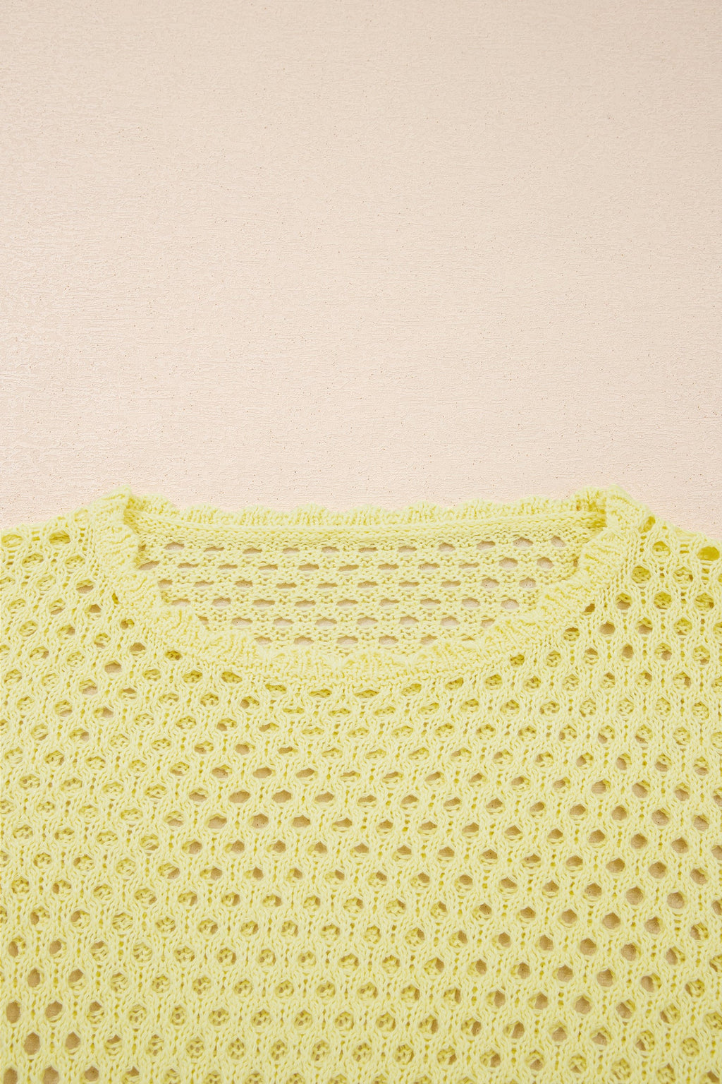 Scalloped Trim Hollow Out Knit Long Sleeve Top