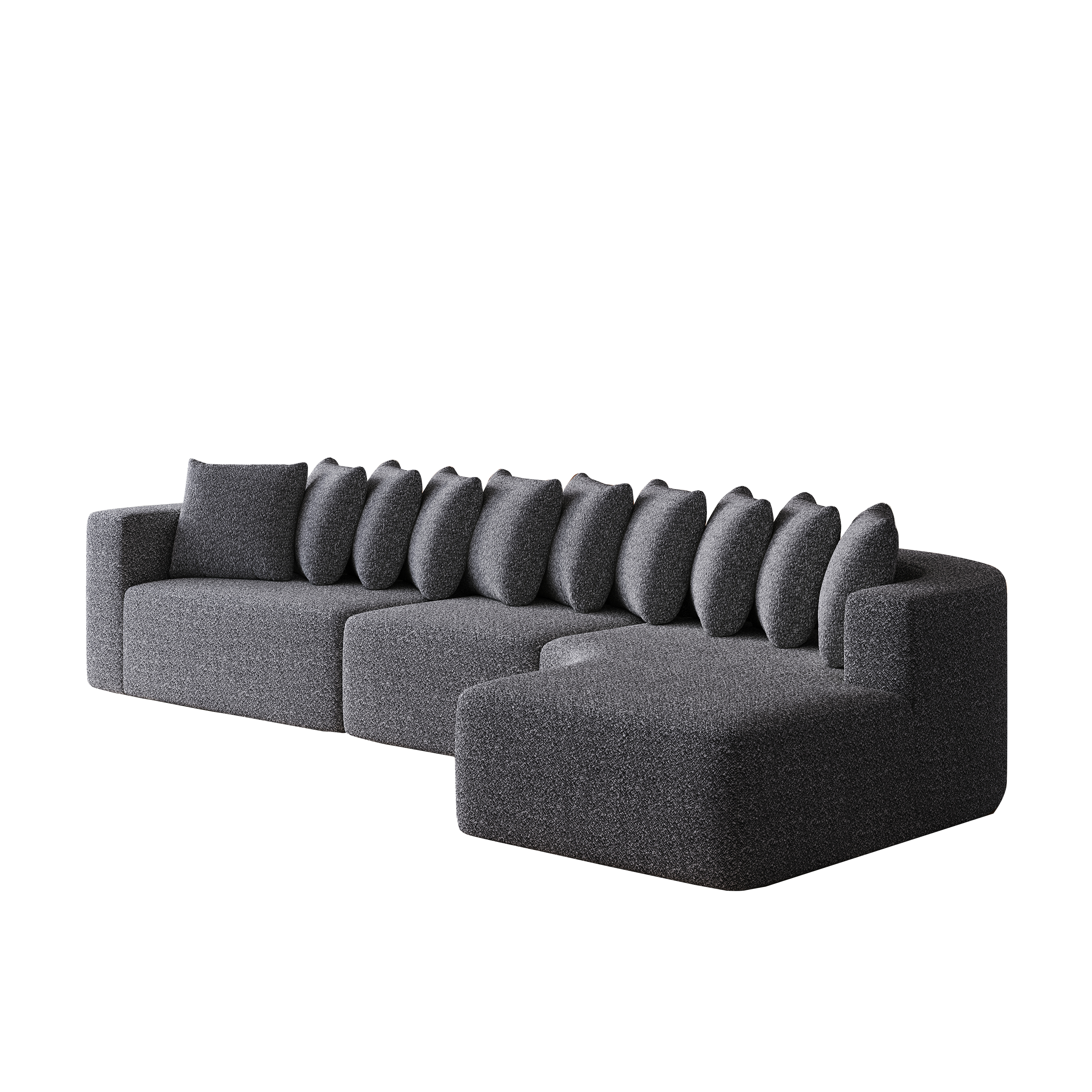 131.1-inch Chenille Sectional Sofa Set, Modern Cloud-Shaped Curved Sofa, Includes 10 Pillows, Living Room Fabric Corner Sofa, L-Shaped Modular Sofa (Right Chaise)