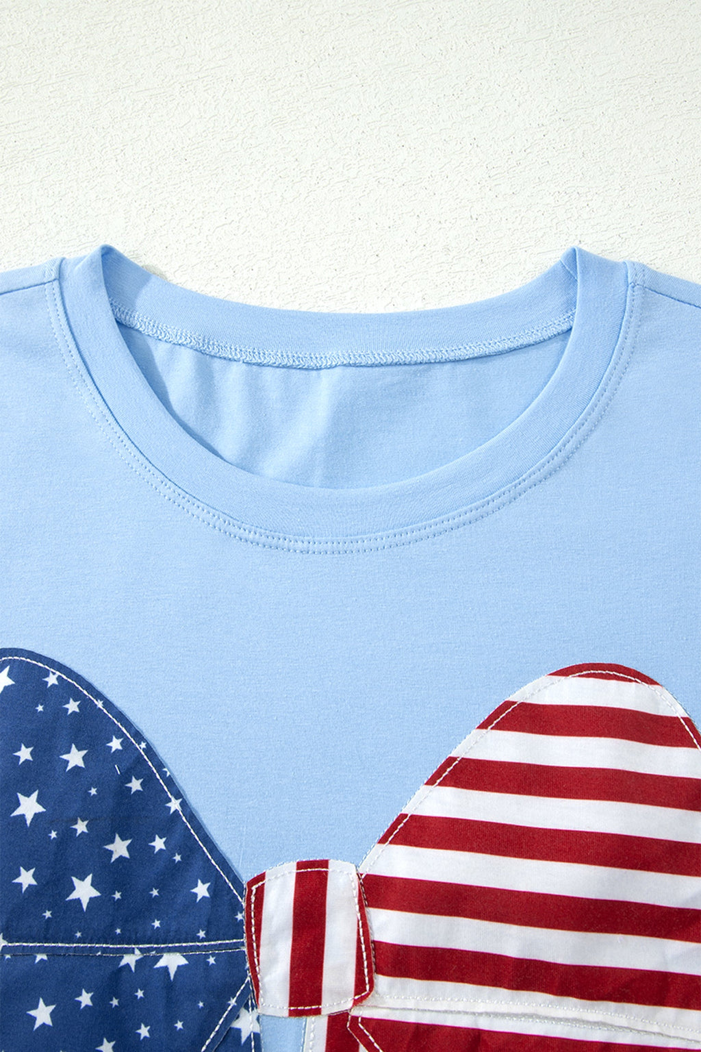 Patriotic Flag Bow Patchwork Mini T-Shirt Dress