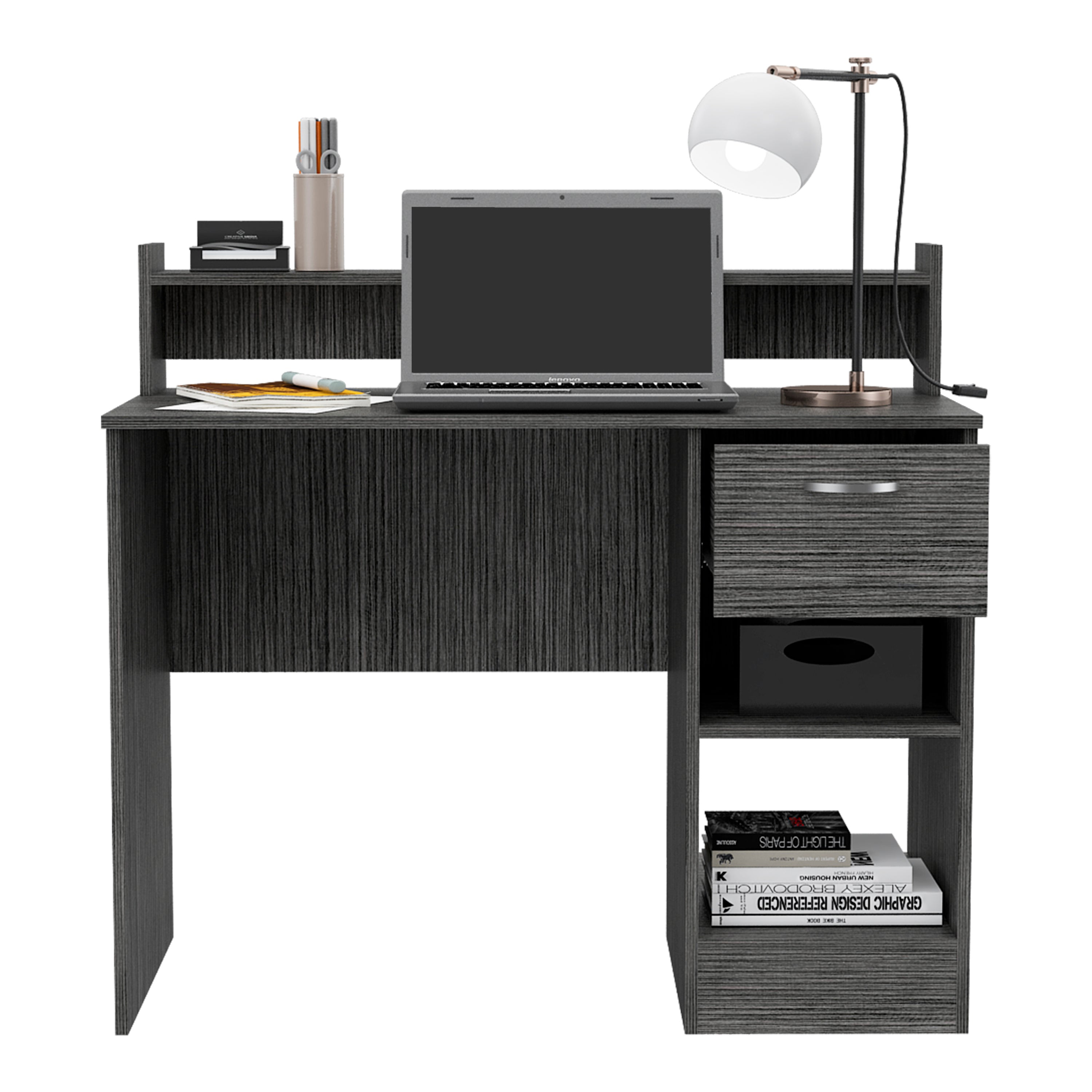 Charlotte Computer Desk with 2 Storage Shelves and Drawer