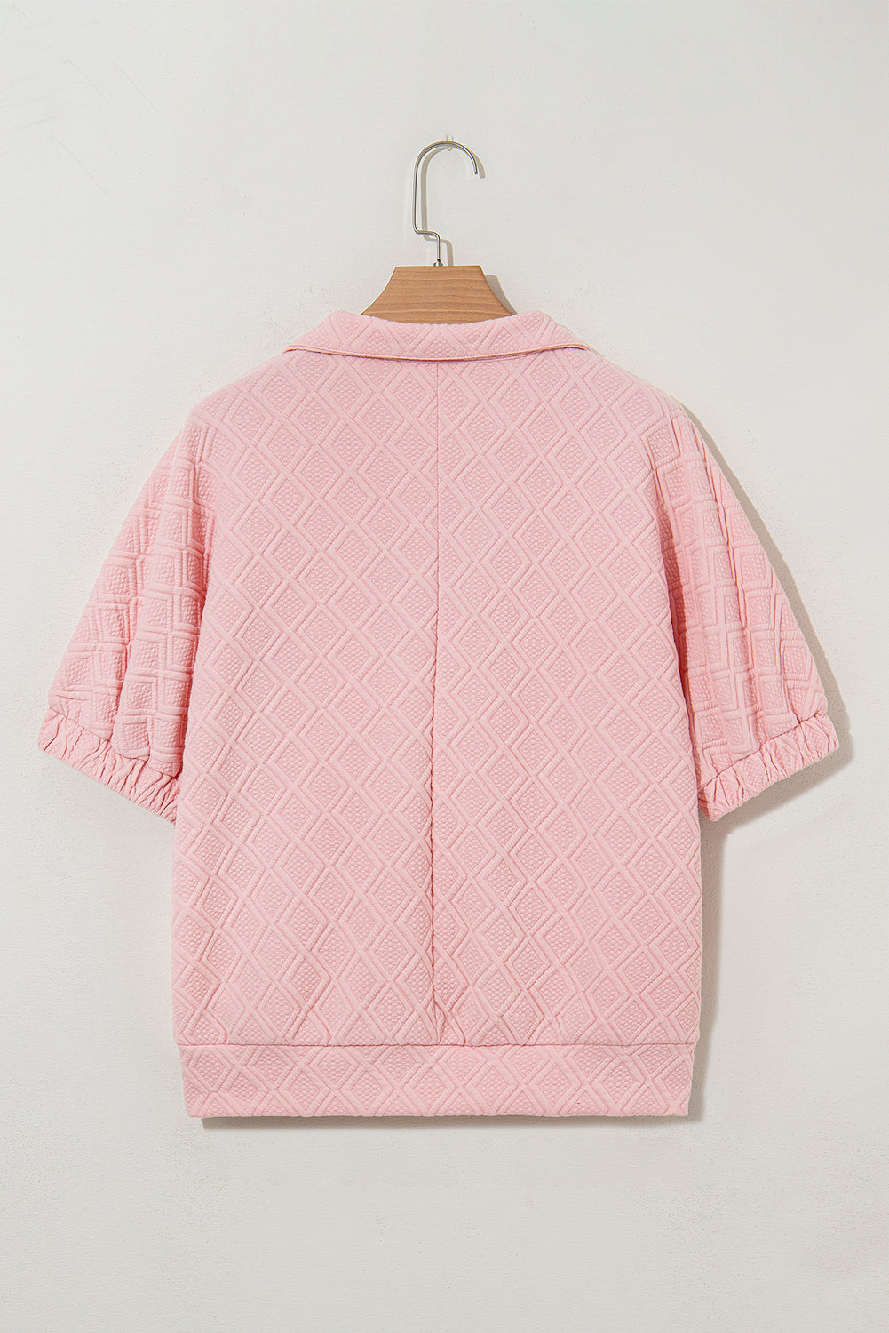Contrast Stripe Textured Short Sleeve Blouse