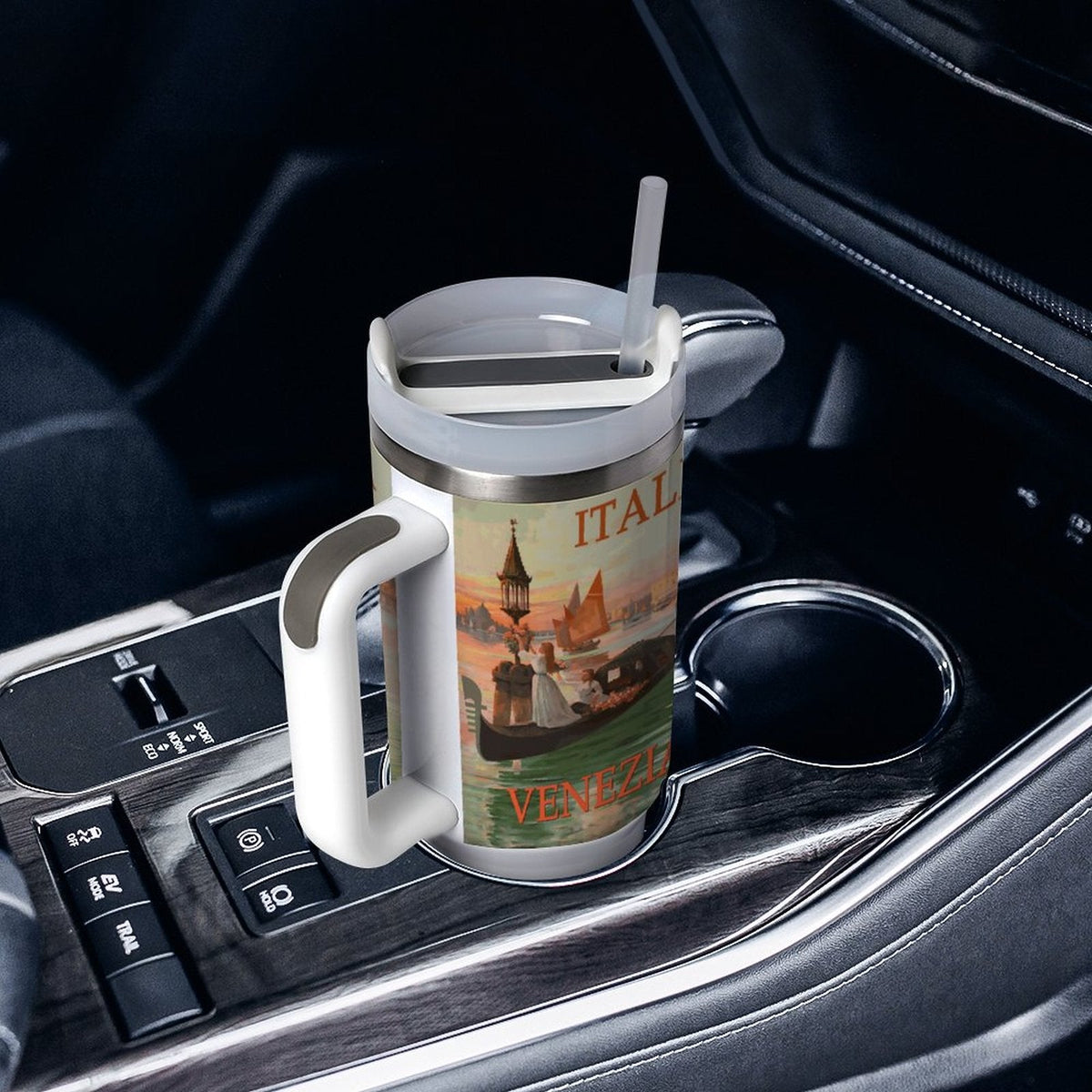 Venezia Italia Gondola Love 40oz Stainless Steel Tumbler with Handle and Lid