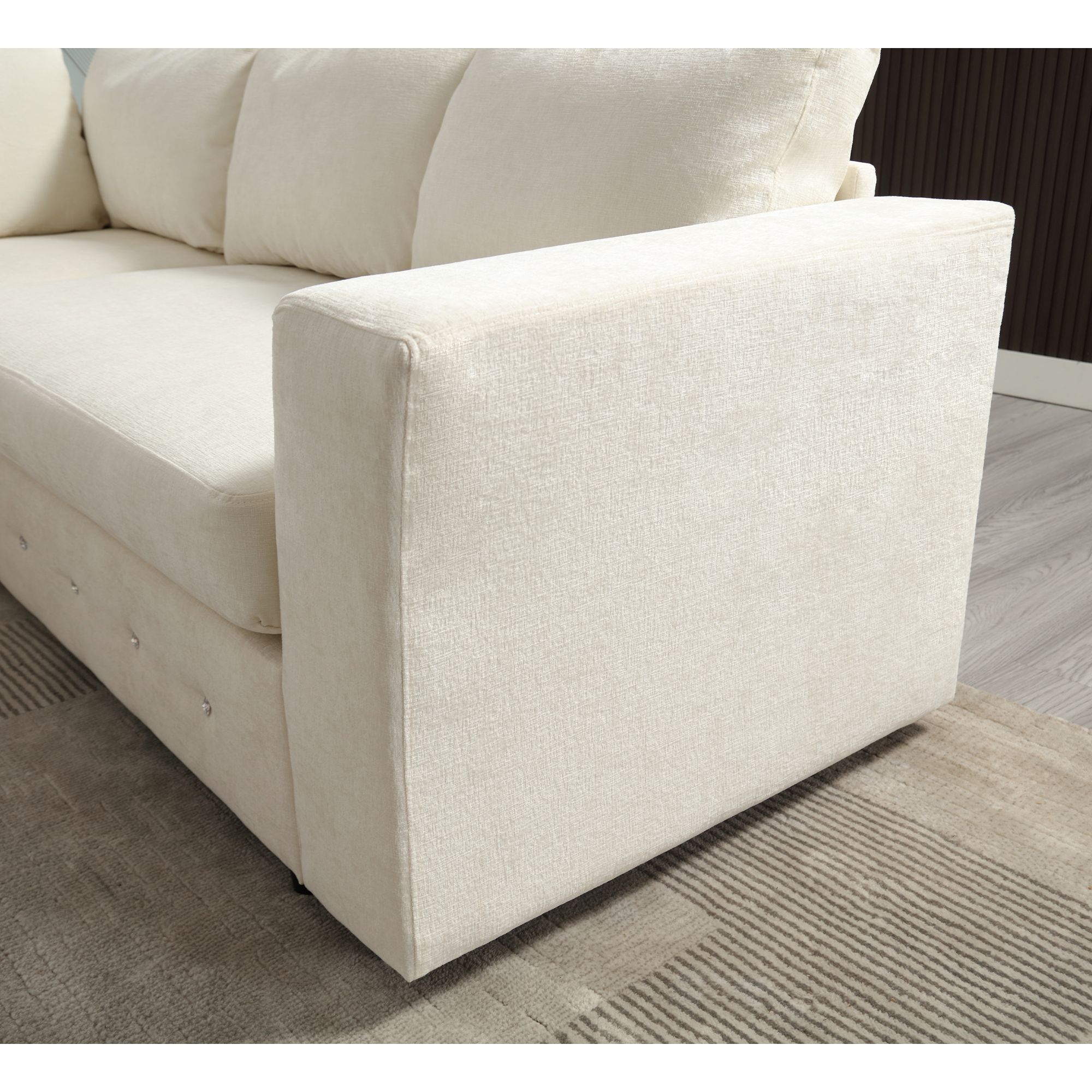 [NEW ARRIVED] [VIDEO PROVIDED]110.75' Sectional Sofa,Oversized modular sofa,Chaise Storage, Modern U Shaped  Couch , Upholstered Sofas,Chenille,Crystal button , Living Room, Apartment,  Beige