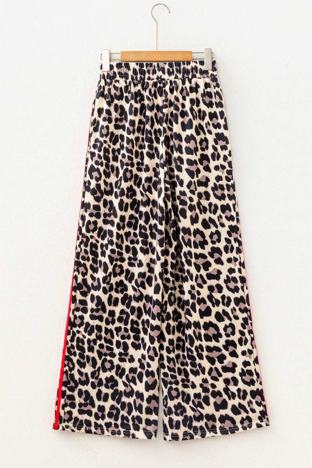 Leopard Tie Waist Contrast Detail Casual Pants