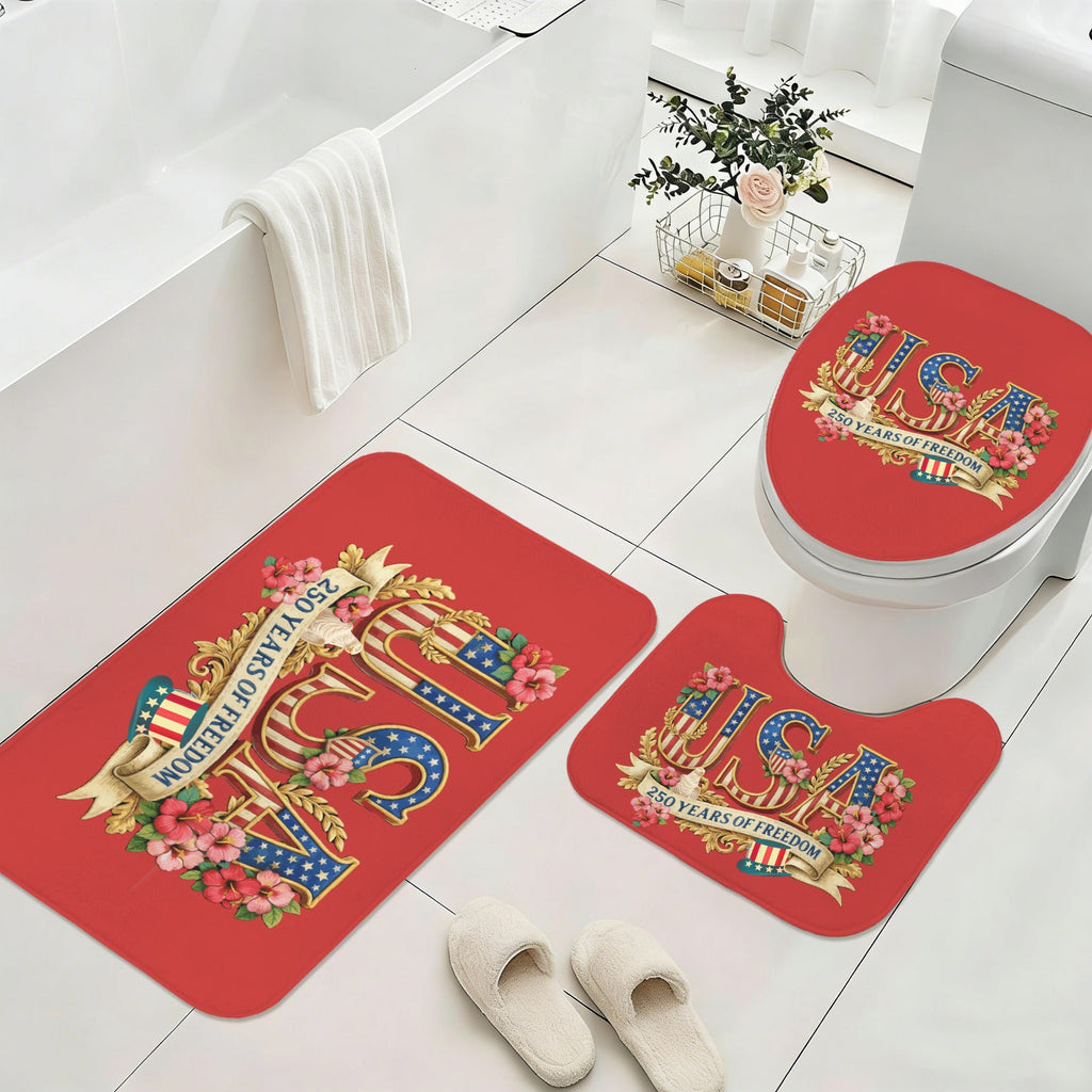 Patriotic USA 250 Years of Freedom 3-Piece Bathroom Rug Set | Ships from USA