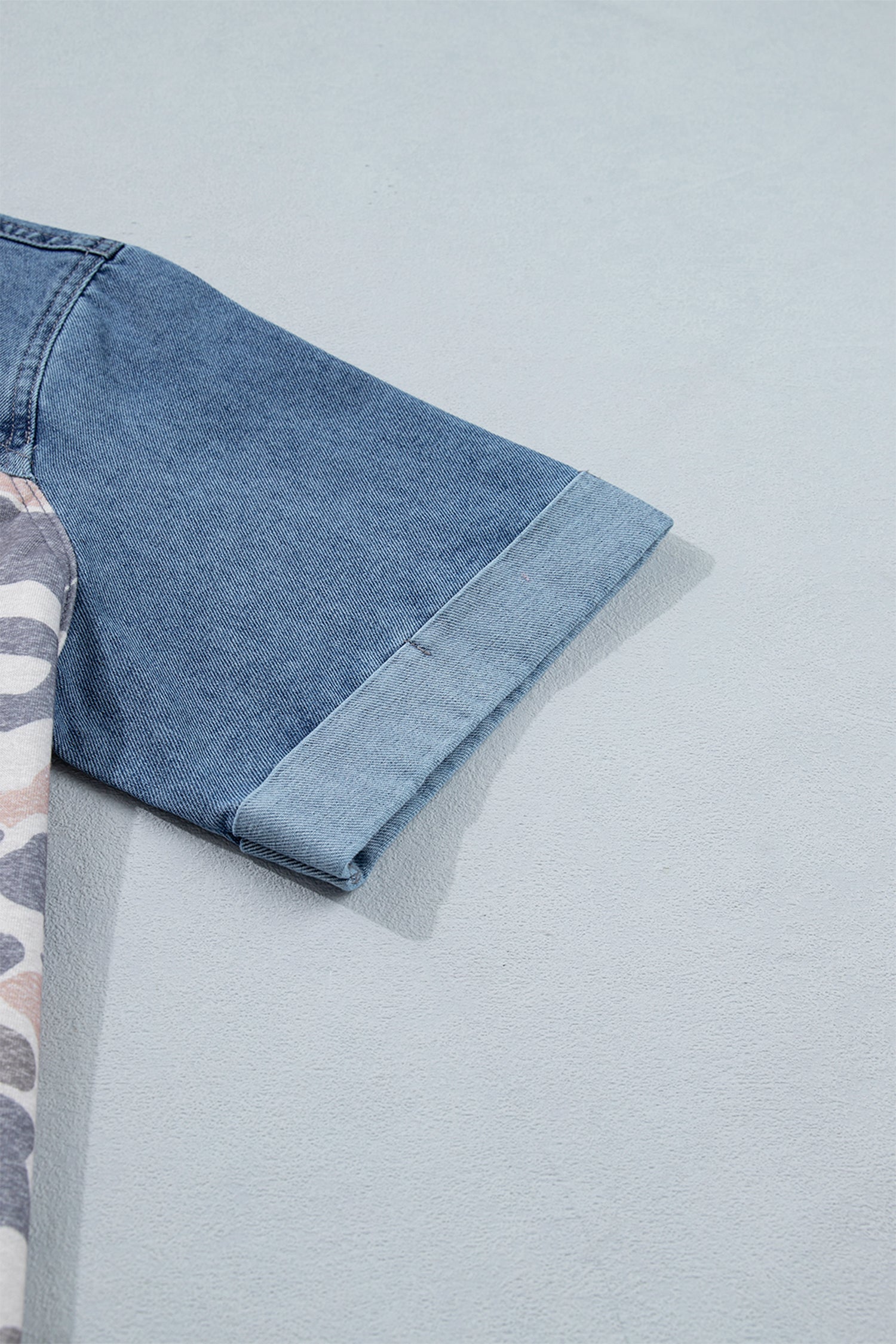 Camo Colorblock Denim Raglan Short Sleeve Tee