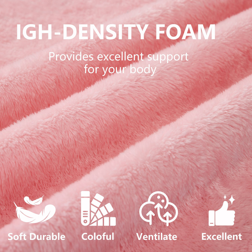 71-inch folding sofa bed, chenille futon sofa bed, high-density foam convertible sofa bed, folding floor sofa bed for living room, guest room, bedroom, pink