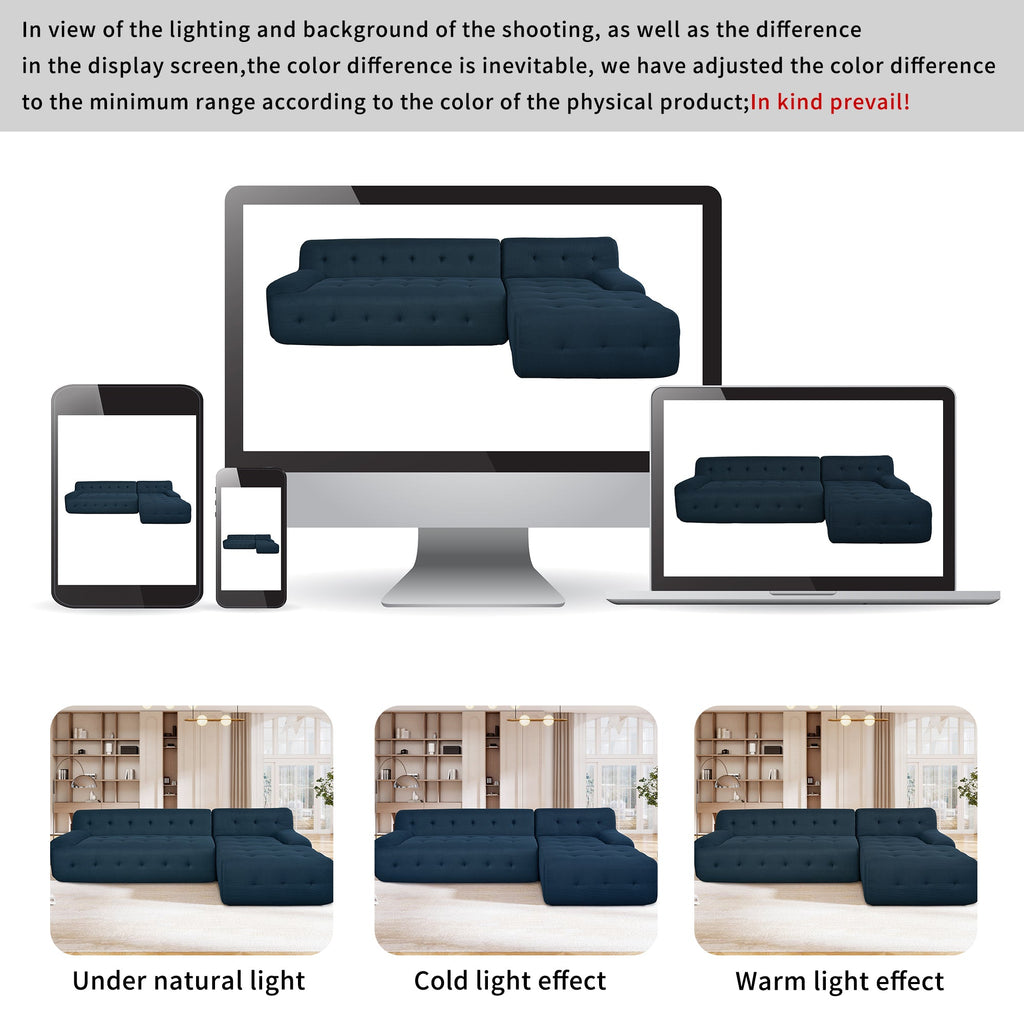 U_Style Modern Large L-Shaped Modular Sofa, Minimalist Style, 2-Piece Set with Free Combinations, Suitable for Living Rooms, Apartments, and Lounges