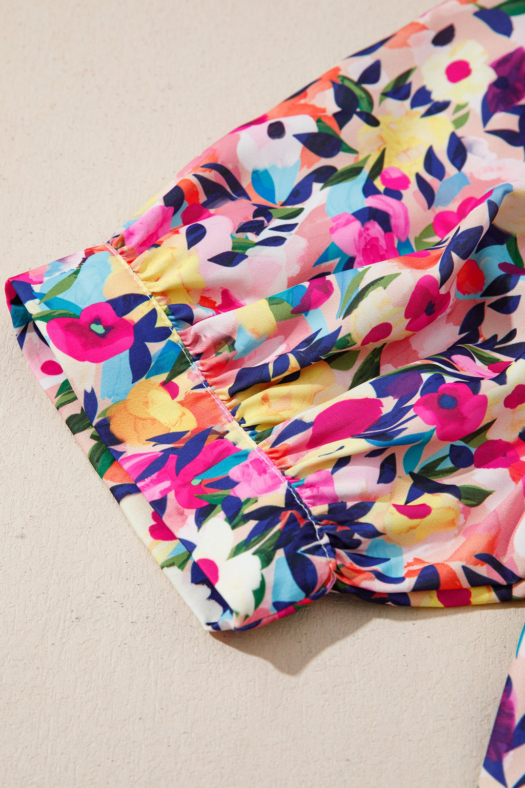 Flower Frilled Collar Puff Sleeve Blouse