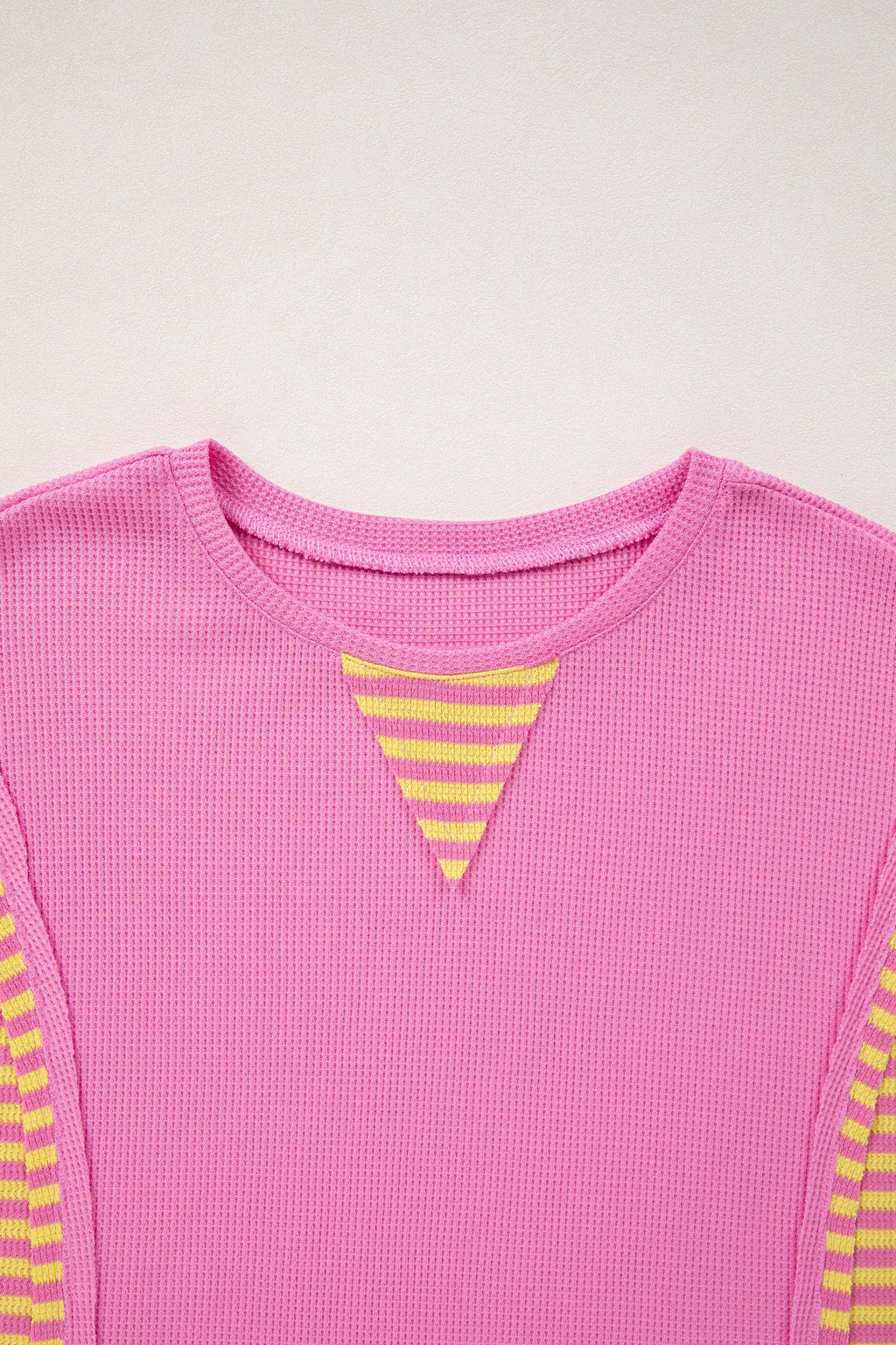 Stripe Patchwork Waffle Knit Loose T-Shirt