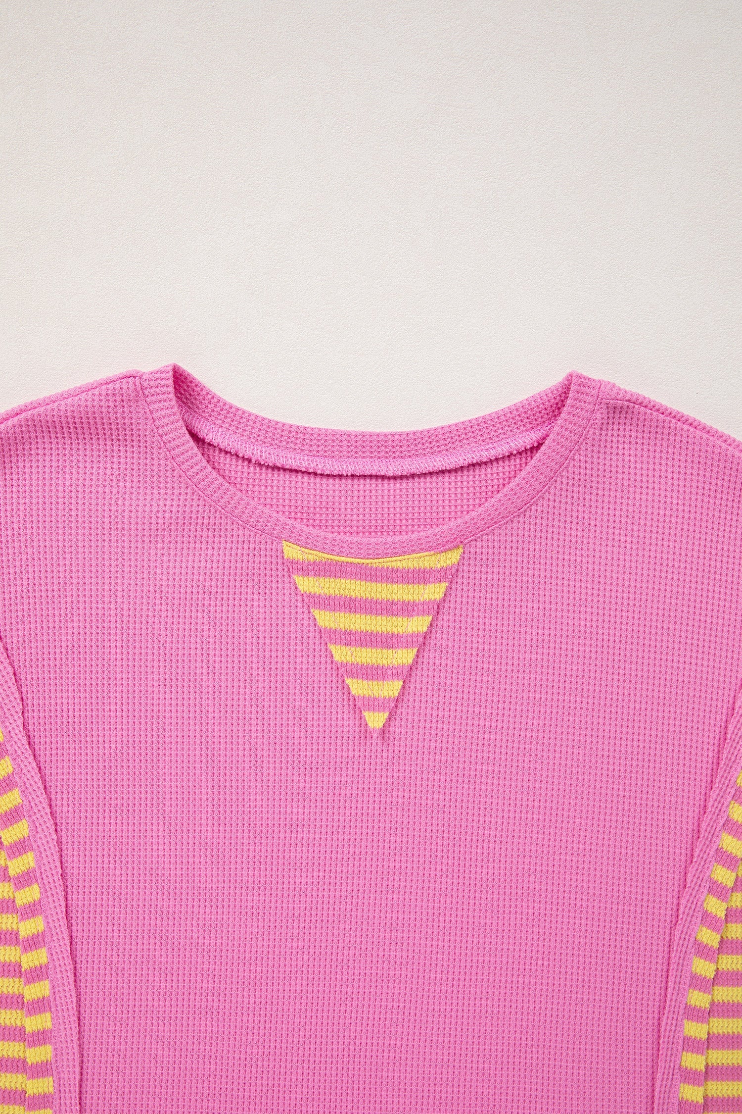 Stripe Patchwork Waffle Knit Loose T-Shirt