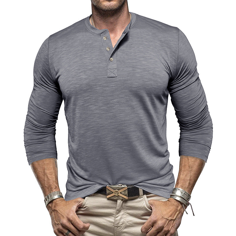 Men's Long Sleeve Henry Collar T-shirt