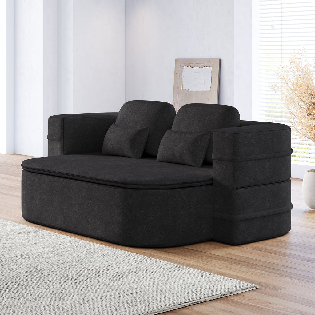 75''2-in-1 Foldable Sofa,Convertible Sleeper Foam Sofa Bed with Multi Functional Blanket, Chenille Floor folding sofa bed,  Floor Sofa Lounge Sofa for Living Room Bedroom Lounge Studio