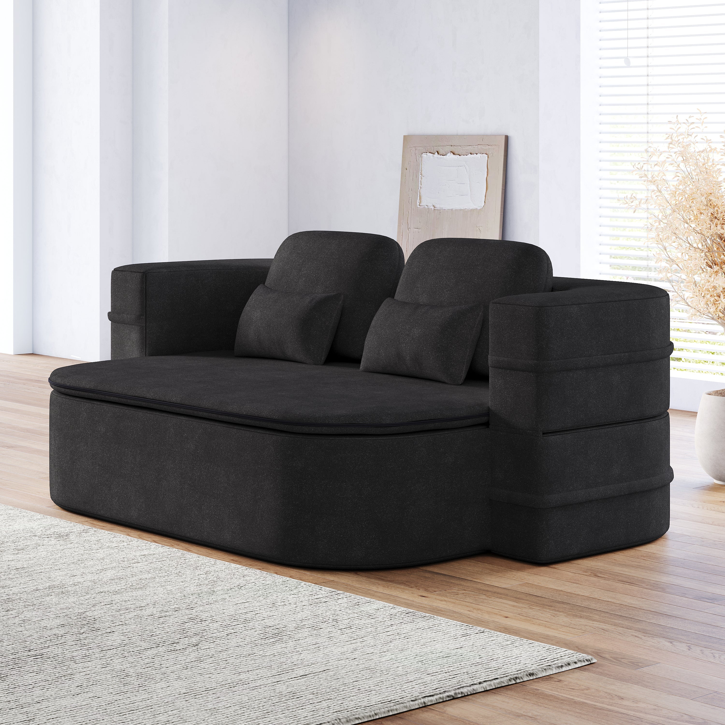 75''2-in-1 Foldable Sofa,Convertible Sleeper Foam Sofa Bed with Multi Functional Blanket, Chenille Floor folding sofa bed,  Floor Sofa Lounge Sofa for Living Room Bedroom Lounge Studio