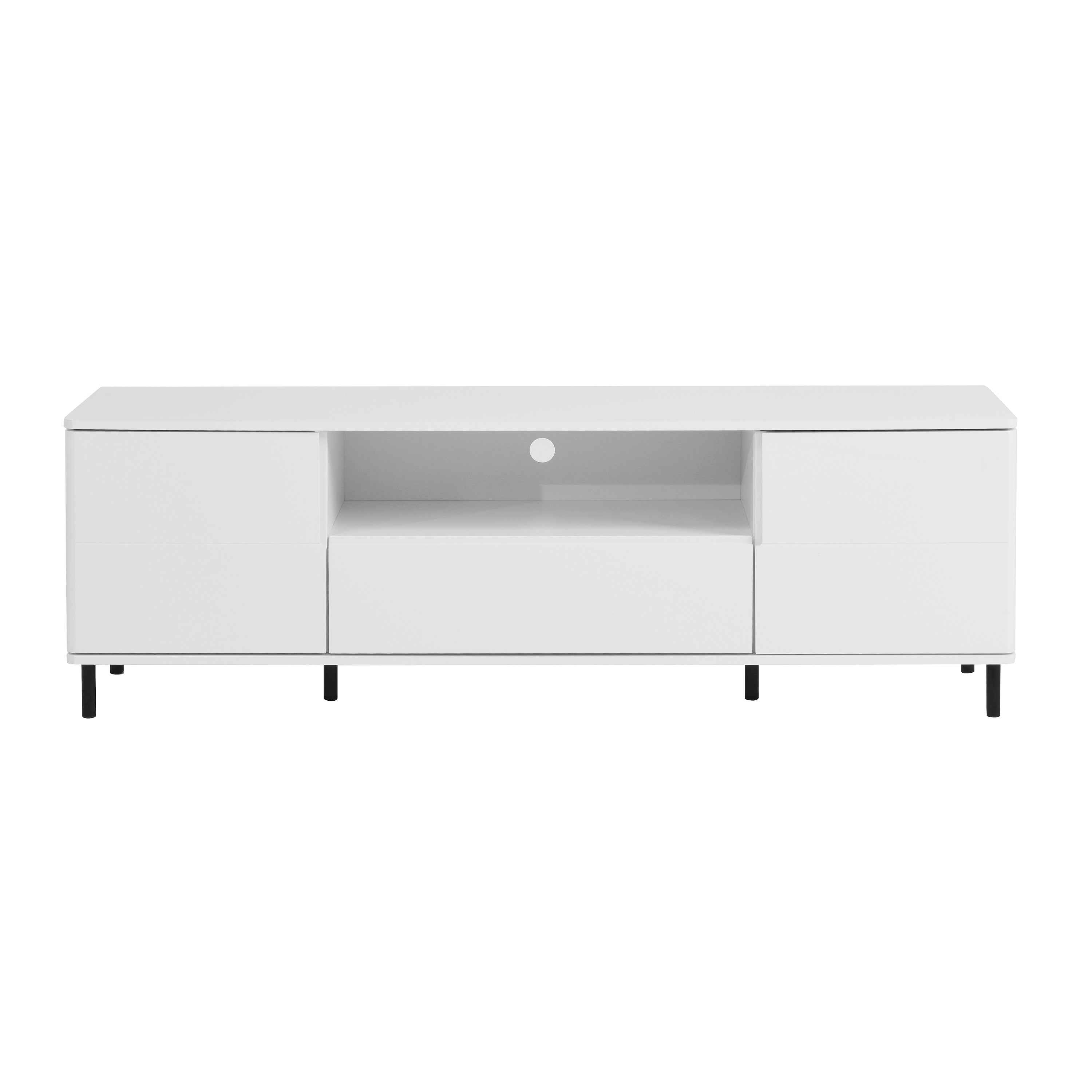 High Gloss Panel Modern TV Console, TV Stand, Entertainment Center with Storage Shelves,TV Cabinet for Living Room, Bedroom, Cloud White 63x15.74x19.68 inch