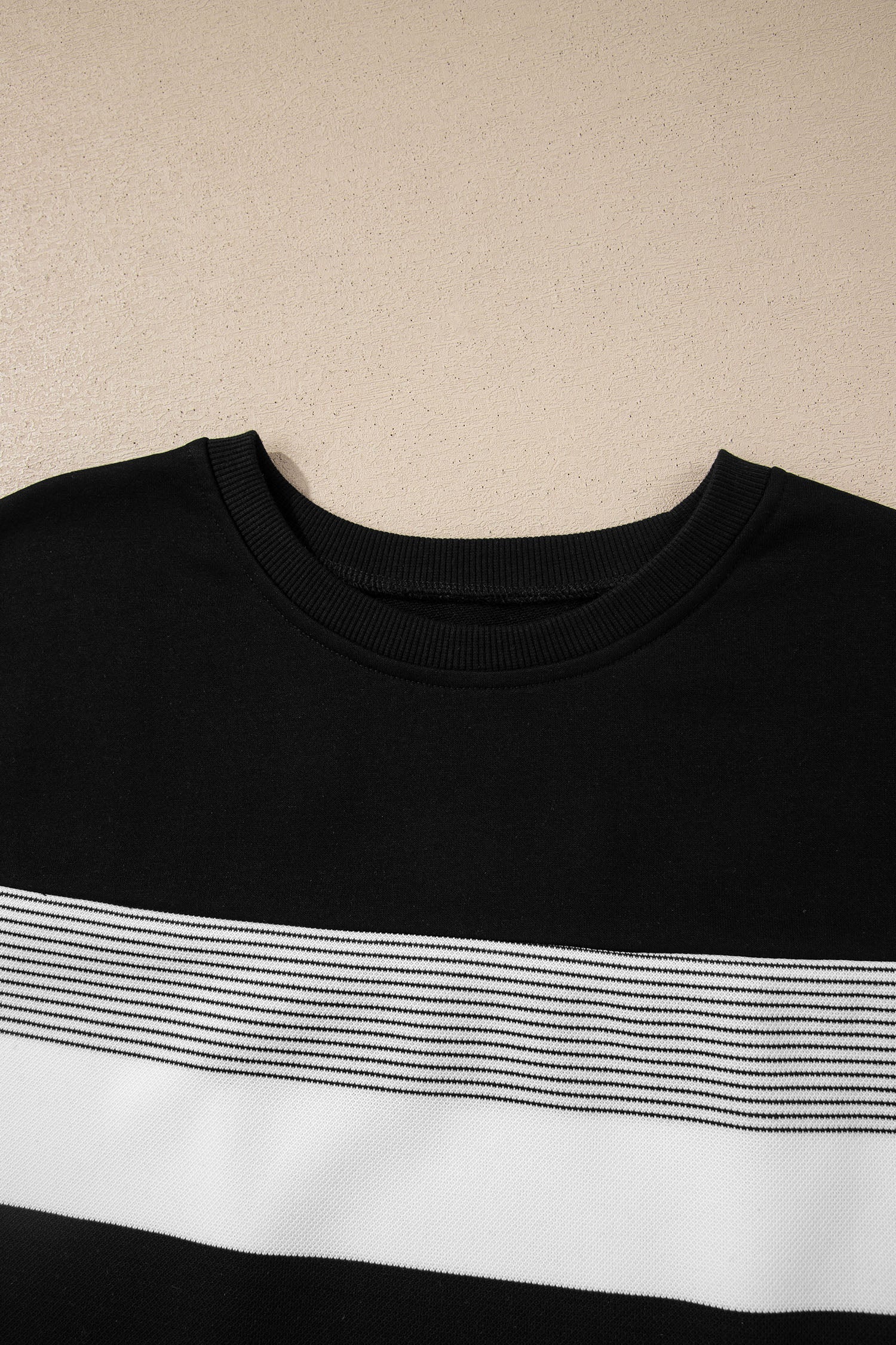 Stripe Mixed Crew Neck Cap Sleeve T-Shirt