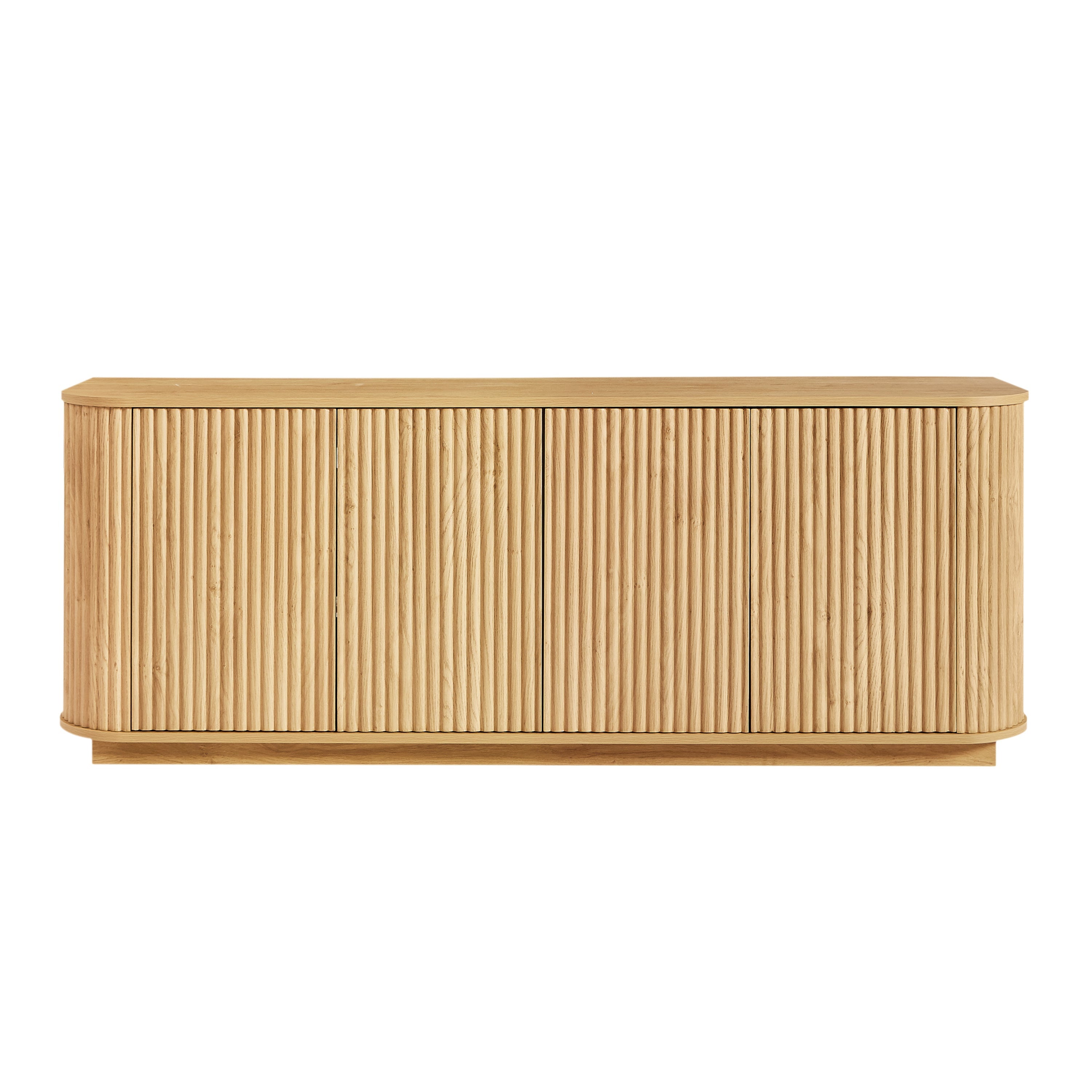 Sideboard Storage Cabinet TV Stand with wave pattern Buffet Cabinet Wooden Vertical Striped Cabinet for Kitchen/Bedroom/Entryway. Natural, 64''W x 15''D x 24''H.