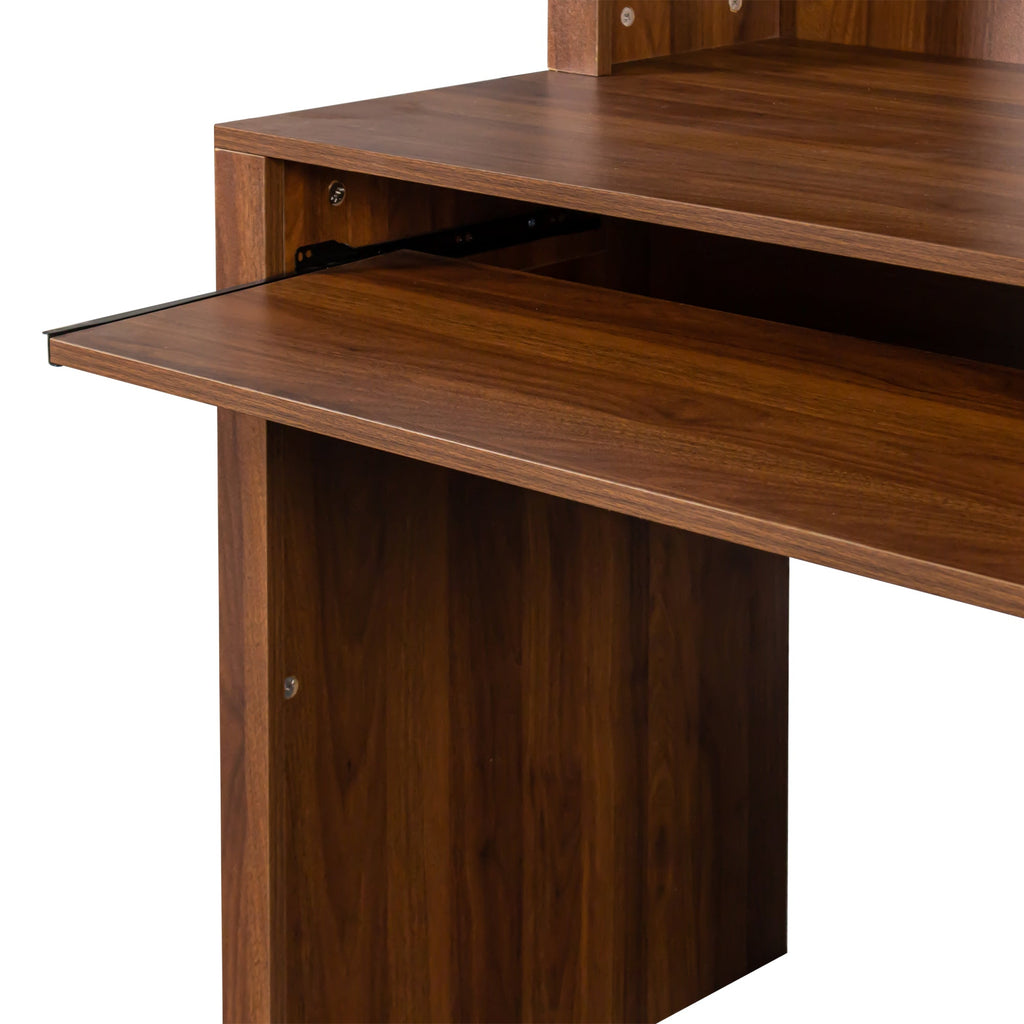 Home Office Computer Desk with Hutch, Antiqued White finish