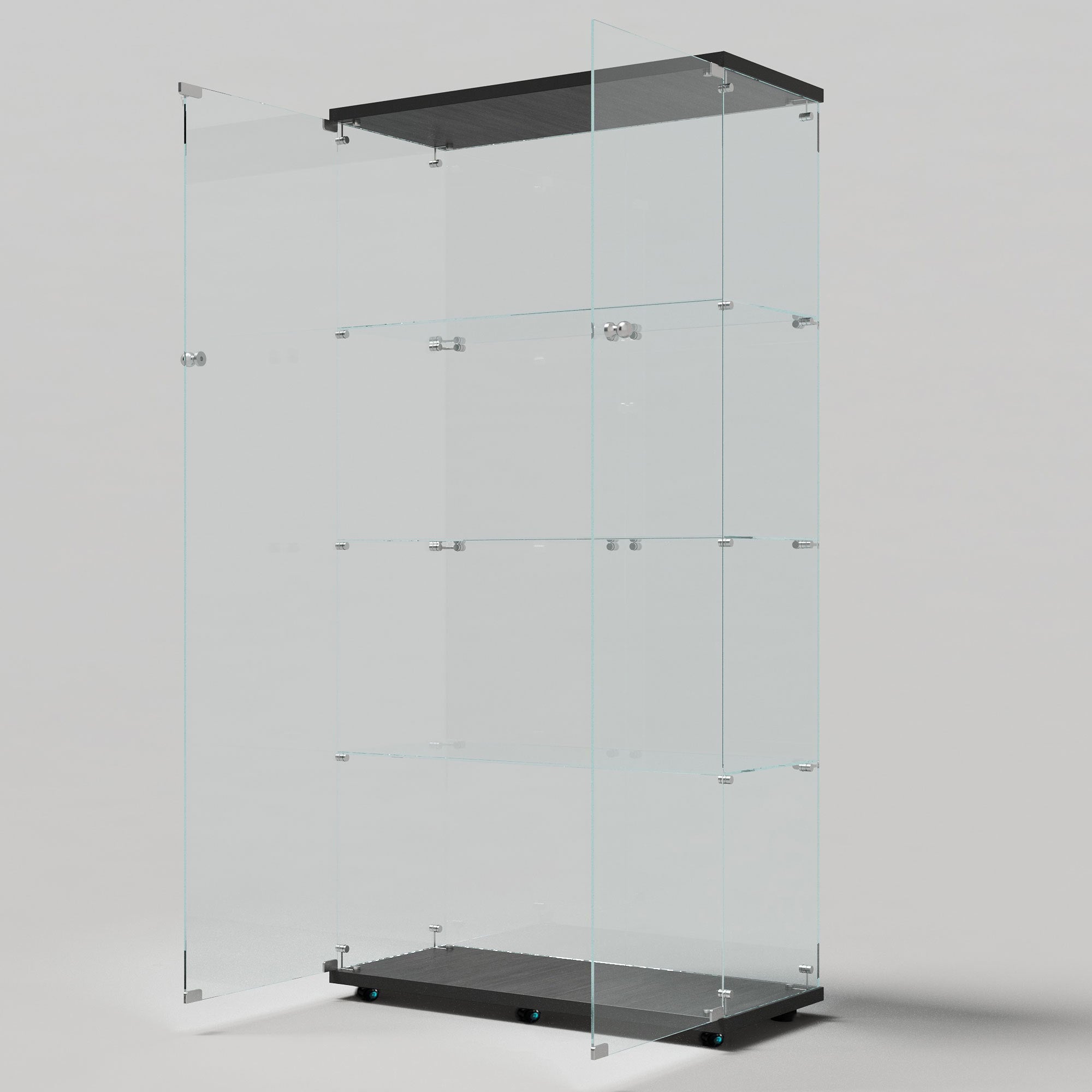 Tempered glass display cabinet, wine cabinet,storage cabinet,file cabinet,with Bluetooth LED light strip,lock on the door,equipped with cast,easy to move,for living room, bedroom,hallway,Office,black