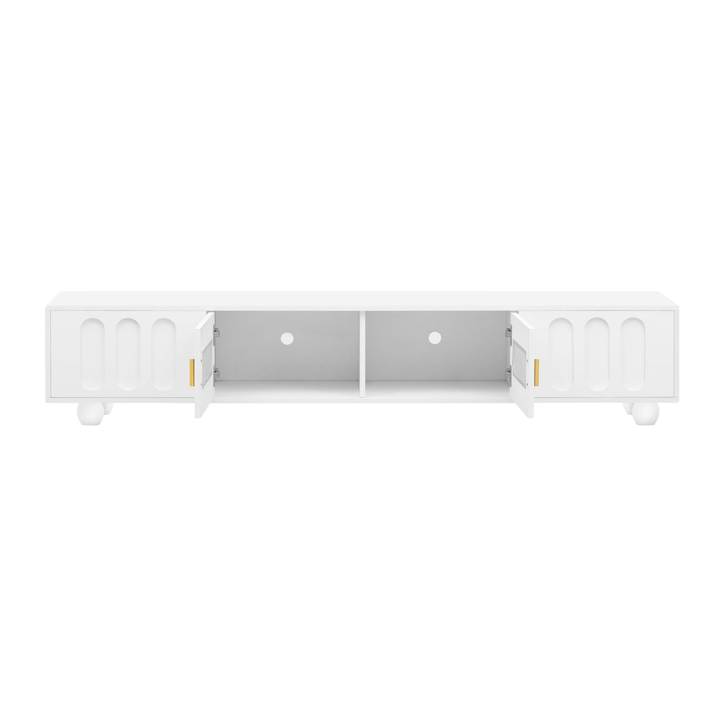 U-Can Modern TV Stand for TVs up to 80 Inches, Entertainment Center with Glass Door, TV Storage Cabinet with Solid Wood Legs and Metal Handles for Living room(OLD SKU:WF323694AAK )